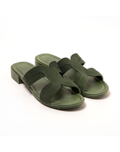 Сандалии женские милитари-зелёного цвета с резиновой подошвой Brasileras