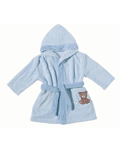 Халат для малыша Teddy Bear, 1 шт., с капюшоном и маленькой вышивкой, органический хлопок, светло-голубой Egeria
