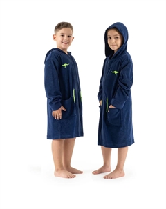 Детский банный халат Kira, идеально подходит для дома, бассейна или отпуска, 1 шт., современный спортивный дизайн с яркими акцентами, синий Kangaroos