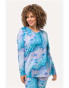 Женская лыжная рубашка с мраморным узором и V-образным вырезом, длинный рукав Ulla popken