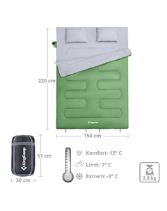 Спальный мешок-одеяло Oxygen 250 D 2-местный двухместный спальный мешок длинный 12В°C Kingcamp