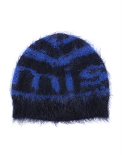 Шапка бини вязки интарсия с логотипом, синий Misbhv