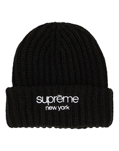Шапка Classic Logo Chunky Ribbed Beanie 'Black' Supreme