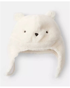 Детская зимняя шапка-ушанка с полярным медведем для мальчиков и девочек, белый Carter`s