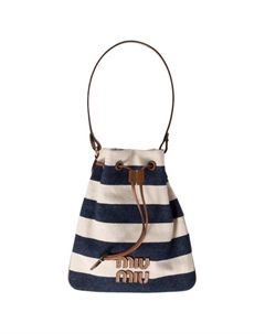 Хлопковая женская сумка через плечо синяя Miu miu