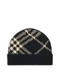 Кашемировая шапка бини в клетку, черный Burberry