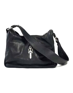 Кожаная женская сумка черного цвета Chrome hearts
