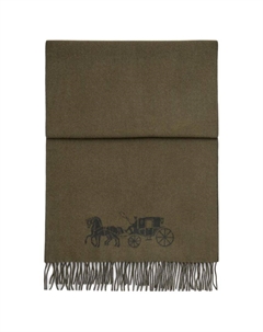 Шерстяной вязаный шарф Unisex Olive Green Coach