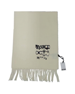 Шерстяной вязаный шарф Women's Gray Green Moschino