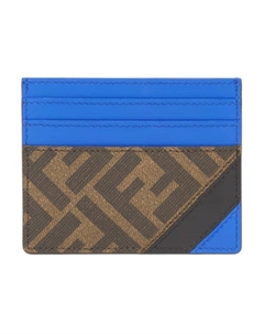 Кожаный картхолдер Men's Blue & Brown Fendi