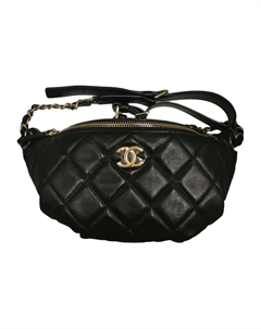 Поясная сумка из овчины женская black Chanel
