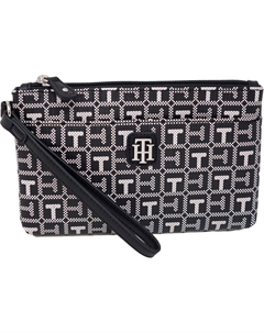Женский клатч-кошелек с логотипом среднего размера, Black / White Tommy hilfiger