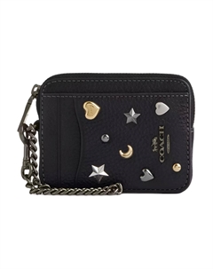 Мини-картхолдер из нубука женский black Coach