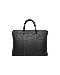 Кожаная сумка для ноутбука мужская черная Jaguar