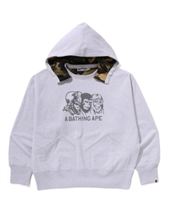 Двусторонняя хлопковая худи, серый A bathing ape®
