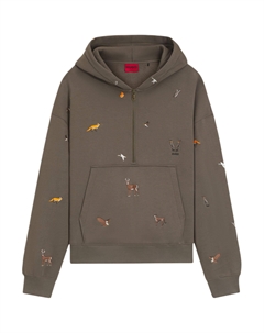 Худи хуго с вышивкой на молнии, серый Hugo boss