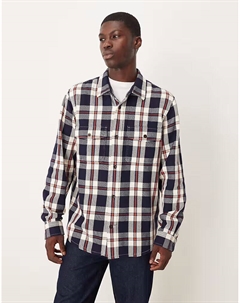 Рубашка из плотного твила в клетку, темно-синего цвета Gant