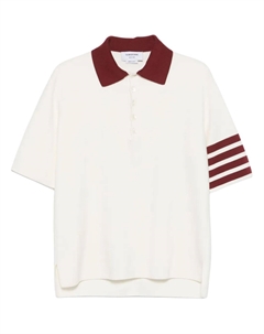 Поло в полоску с 4 полосками, белый Thom browne