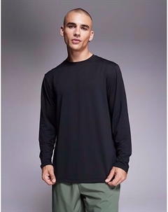 Быстросохнущая сетчатая тренировочная футболка с длинным рукавом черного цвета 4505