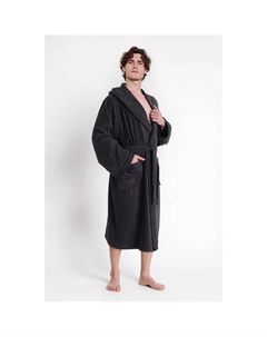 Мужской халат Clement, идеально подходит для сауны и спа, гостиничный халат, утренний халат, 1 шт., 100% хлопок, однотонный, с блестящей полосатой отделкой, карманы, размеры S-4XL, антрацит Bruno banani