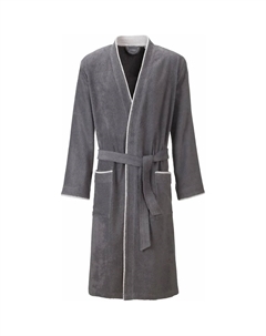 Мужской халат Nico, идеально для сауны и спа, гостиничный халат, утренний халат 1 шт., с воротником-кимоно, с контрастной окантовкой, графит Egeria