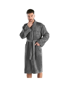 Мужской халат Vito, идеально подходит для сауны и СПА, гостиничный халат, утренний халат 1 шт., вышивка логотипа на груди и логотип на рукавах, антрацит Carlo colucci