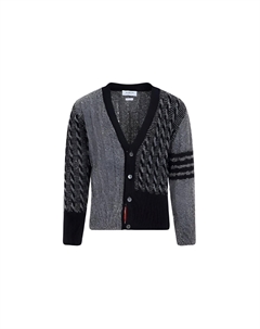 Кардиган с полосками 4-полосный, серый Thom browne