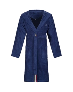 Мужской халат Decimo, идеально подходит для сауны и SPA, гостиничный халат, утренний халат с капюшоном и цветной окантовкой, 100% хлопок, Marine blau Bugatti