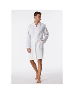 Мужской банный халат Essentials с поясом, кимоно-крой, белый Schiesser