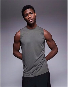 Быстросохнущий сетчатый тренировочная майка темно-зеленого цвета 4505