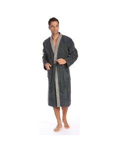 Мужской халат Bruno, идеально подходит для сауны и спа, отельный халат, утренний халат 1 шт., кимоно с полосатой отделкой, 100% хлопок, антрацит Egeria