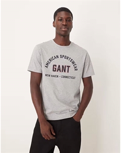 Футболка с логотипом в сером цвете Gant