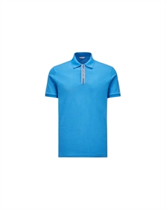 Поло с логотипом на заплатке, синий Moncler