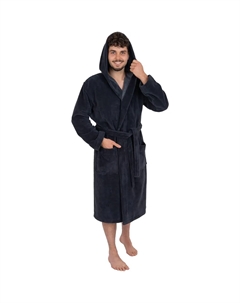 Мужской халат идеально для сауны и спа, гостиничный халат, утренний халат 1 шт., с капюшоном, длинный, антрацит Wewo fashion