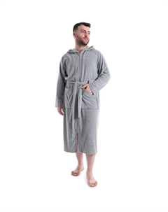 Мужской домашний халат Nela, идеально подходит для сауны и спа, отельный халат, утренний халат, 1 шт., однотонный, размеры S-4XL, с молнией, серый My home