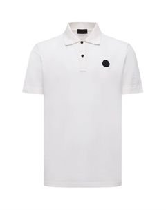 Поло с логотипом на заплатке, белый Moncler