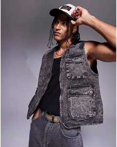 Жилет Alpha черного цвета с кислотной стиркой Alpha industries