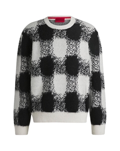 Хьюго свитер из жаккарда в клетку, белый Hugo boss