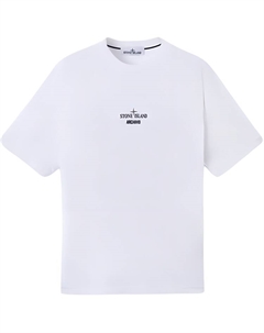 Футболка с принтом логотипа, белый Stone island