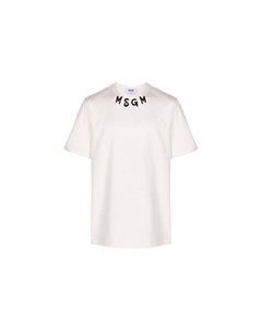 Футболка с принтом логотипа, слоновая кость Msgm