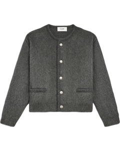 Кардиган из муаровой шерсти, темно-серый Celine