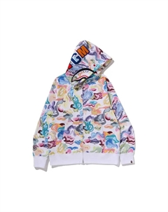 Худи с капюшоном на молнии, белый A bathing ape®