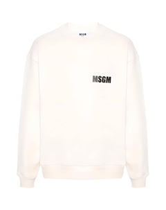 Свитшот из хлопка с принтом логотипа, белый Msgm