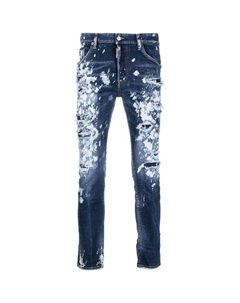 Джинсы с эффектом брызг краски, синий Dsquared2