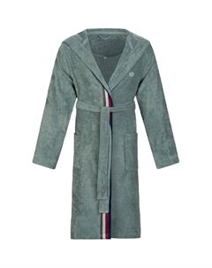 Мужской халат Decimo, идеально подходит для сауны и SPA, гостиничный халат, утренний халат с капюшоном и цветной окантовкой, 100% хлопок, Sage Bugatti