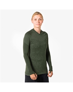 Женская/мужская бесшовная функциональная рубашка с длинными рукавами - Keepdry khaki Kipsta