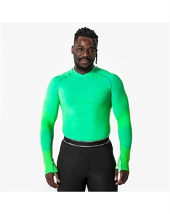 Женская/мужская бесшовная функциональная рубашка с длинными рукавами — Keepdry неоново-зелёного цвета Kipsta