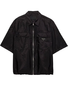 Нейлоновая рубашка с коротким рукавом, черный Prada