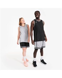 Женская/мужская двусторонняя баскетбольная майка без рукавов - TKR-500 чёрно-белая Kipsta