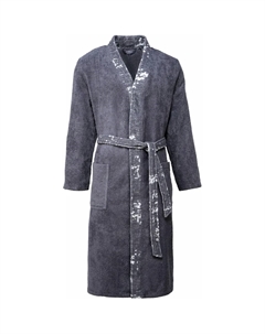 Мужской банный халат Remo, идеально подходит для сауны и СПА, гостиничный халат, утренний халат, 1 шт., с контрастным воротником кимоно и поясом, 100% хлопок, серый Egeria